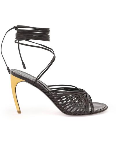Ferragamo Curved Heel Sandals With Elevated - Black
