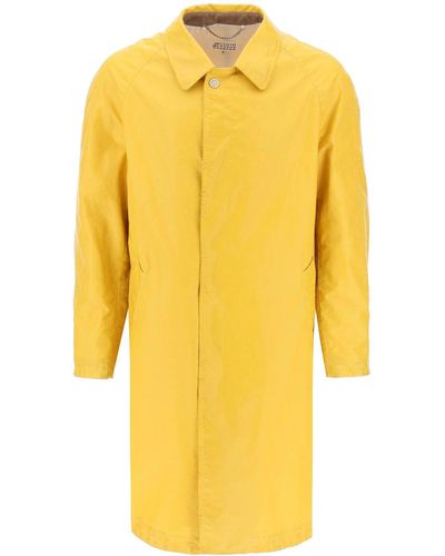Maison Margiela Trench Coat In Worn Out Effect Coated Cotton - Yellow