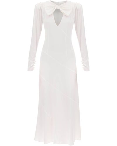 Alessandra Rich Long Dress In Silk Satin - White