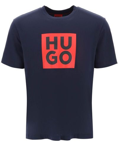 HUGO T Shirt Daltor Stampa Logo - Blu