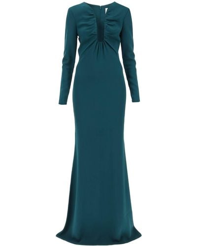 Roland Mouret Maxi Dress With Plunging Neckline - Blue