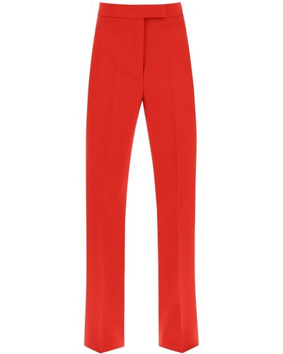 Ferragamo Wool Natté Cigarette Pants - Red