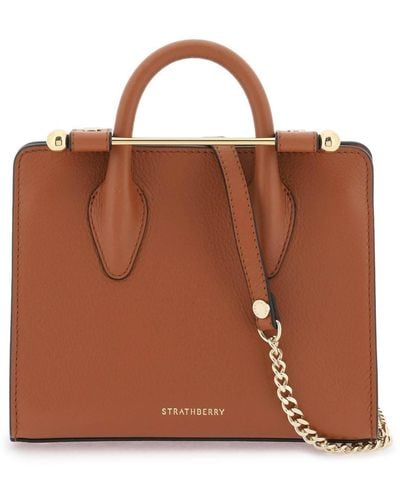 Strathberry Nano Tote Leather Bag - Brown