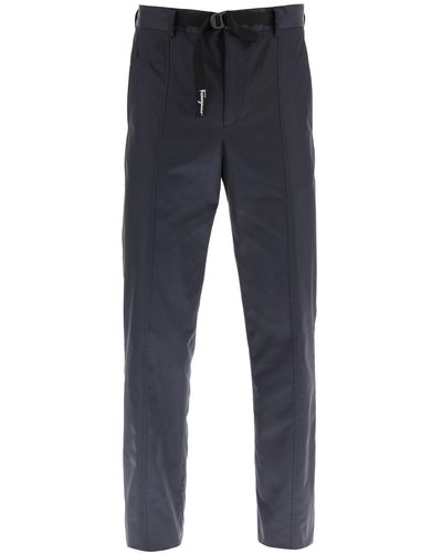 Ferragamo PANTALONI IN NYLON CON COULISSE - Blu