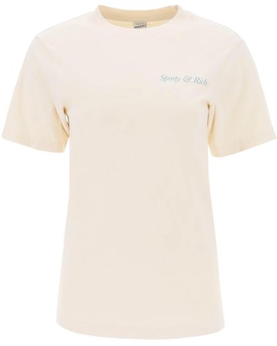 Sporty & Rich Sporty Rich T-Shirt With Print 'Hwcny' - Natural