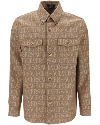 Versace Overshirt Allover - Marrone