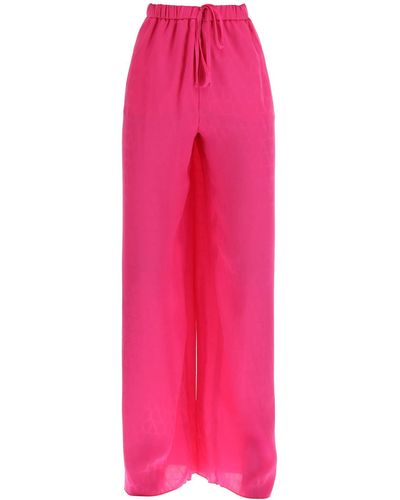 Valentino Garavani Toile Iconographe Palazzo Trousers In Silk Jacquard - Pink