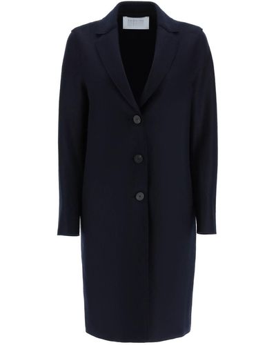 Harris Wharf London Boxy Coat In Pressed Wool - Blue