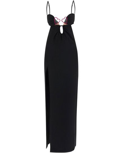 Nensi Dojaka Long Dress With Heart Detail - Black
