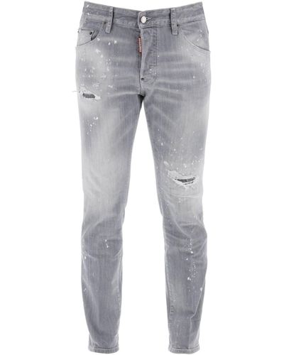 DSquared² Skater Jeans In Grey Spotted Wash