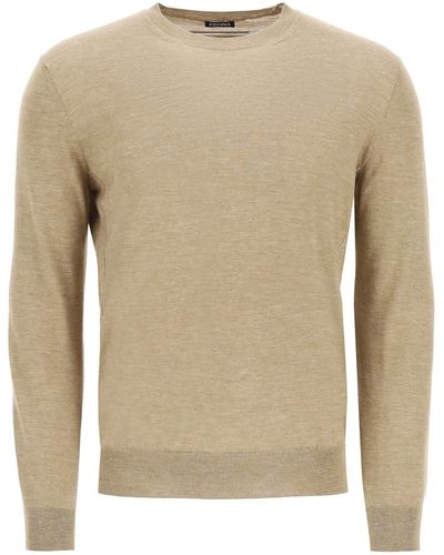 Zegna Zegna Lightweight Silk Cashmere And Linen Jumper - Natural