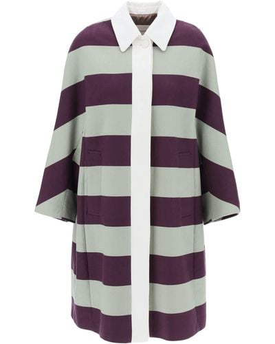 Dries Van Noten Cappotto Roolsy in cotone a righe - Bianco