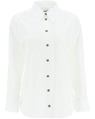 Ganni Ruffled Organic Cotton Shirt - White