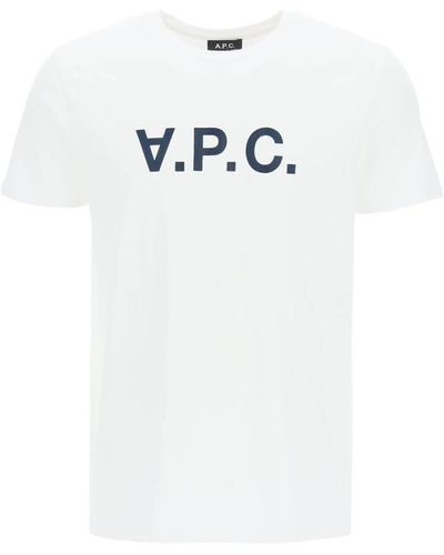A.P.C. T-shirt floccata con logo vpc - Bianco