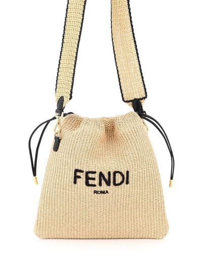 Fendi Pack Small Raffia Pouch - Natural