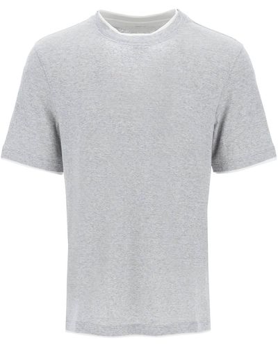 Brunello Cucinelli Overlapped-Effect T-Shirt - Grey