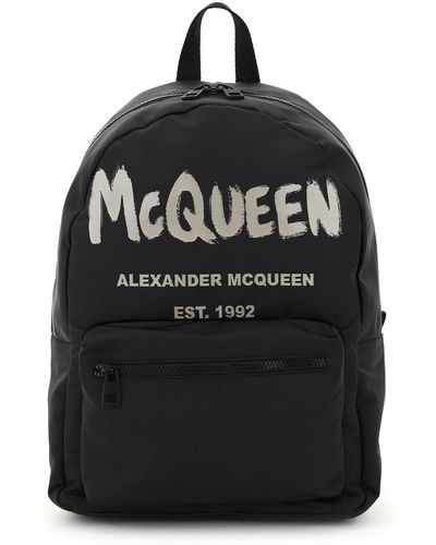 Alexander McQueen Graffiti Back Pack - Black