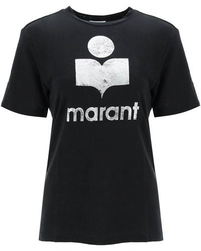 Isabel Marant Isabel Marant Etoile Zewel T-shirt With Metallic Logo Print - Black