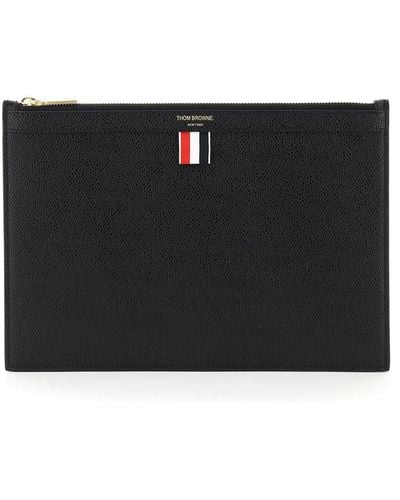 Thom Browne Grain Leather Tablet Holder Pouch - Black