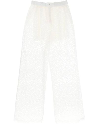 Dolce & Gabbana Pantaloni Pigiama In Pizzo Cordonetto - Bianco