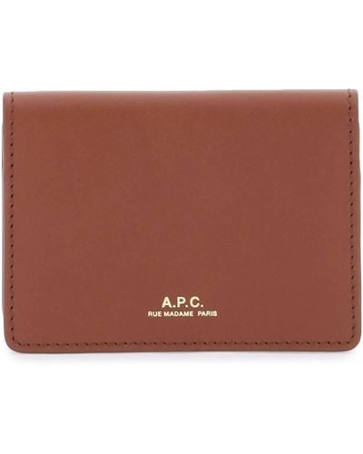 A.P.C. Leather Stefan Card Holder - Brown