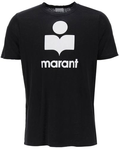 Isabel Marant 'karman' Logo Linen T Shirt - Black