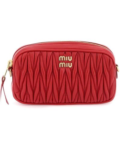 Miu Miu Matelasse Nappa Leather Pouch - Red
