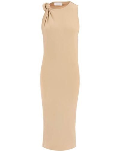 Sportmax Midi Nuble Dress With Knot Detail On The - Natural