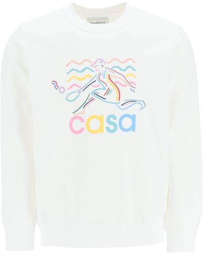 Casablancabrand Organic Cotton Printed Sweatshirt - White