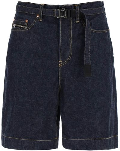 Sacai Denim Bermuda Shorts With Removable Belt - Blue