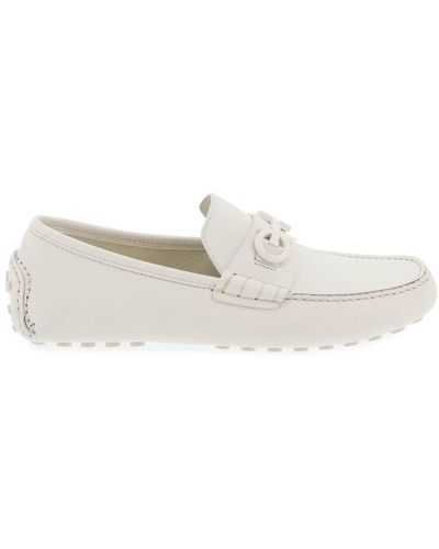 Ferragamo Loafers With Gancini Detail - White