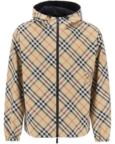 Burberry Reversible Check Hooded Jacket With - Natural