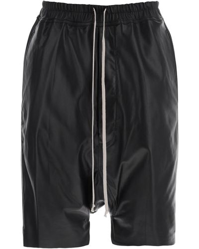 Rick Owens Leather Bermuda Shorts For - Black