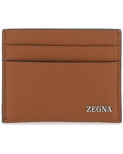 Zegna Leather Cardholder - Brown