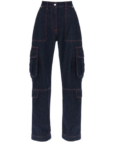 MSGM Cargo Jeans With Flared Cut - Blue