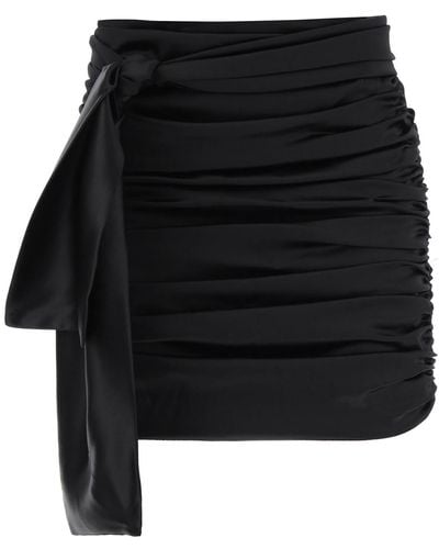 Dolce & Gabbana Ruched Satin Mini Skirt - Black