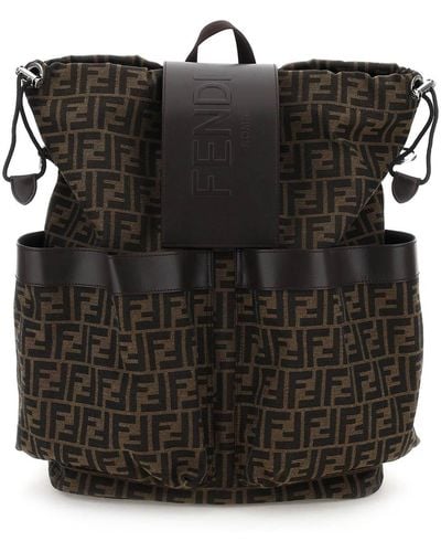 Fendi Ff Jacquard Fabric Backpack - Brown
