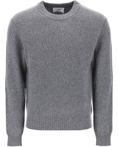 Ami Paris Cashmere And Wool Jumper - Grey