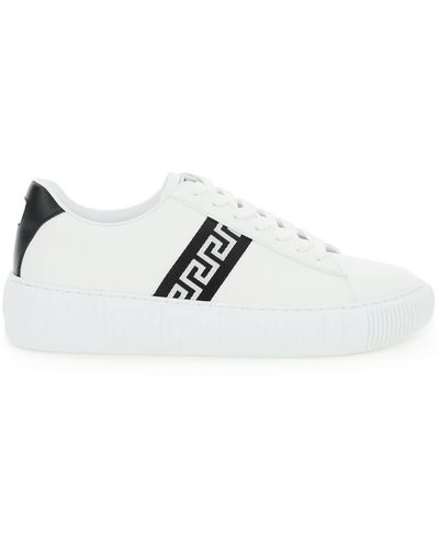 Versace Leather Greca Sneakers - White
