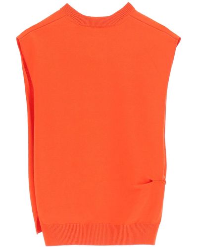 A.W.A.K.E. MODE Open Side Knit Top With Buttons - Orange