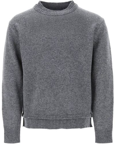 Maison Margiela Crew Neck Jumper With Elbow Patches - Grey