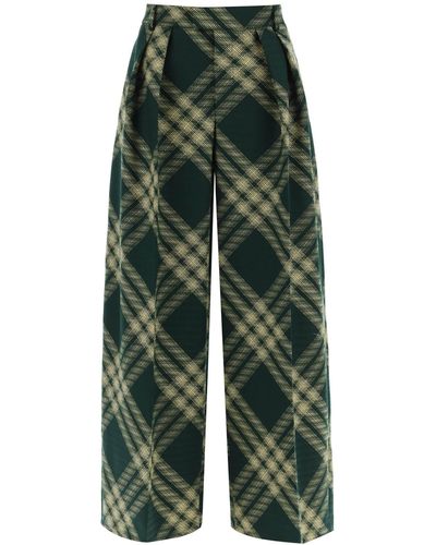Burberry Check Palazzo Trousers - Green