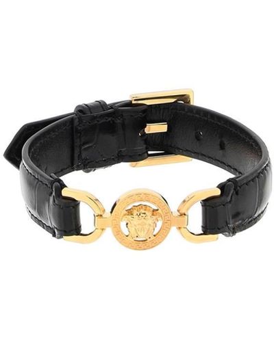 Versace Bracciale Effetto Coccodrillo Medusa '95 - Nero