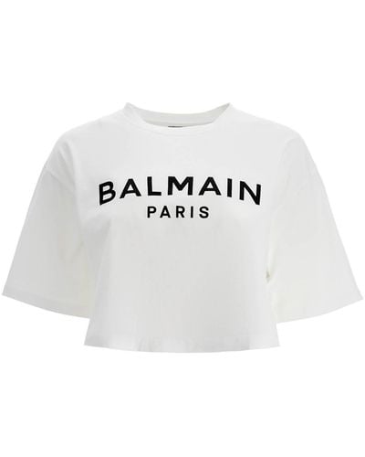 Balmain Logo Print Boxy T-Shirt - White