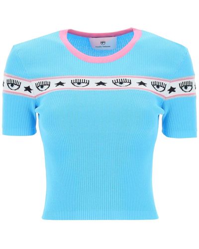 Chiara Ferragni Eyelike Cropped Sweater - Blue