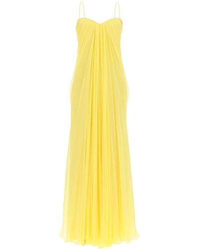 Alexander McQueen Silk Chiffon Bustier Gown - Yellow