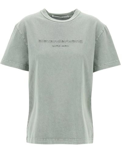 Alexander Wang "Raised Logo T-Shirt With Emb - Grey