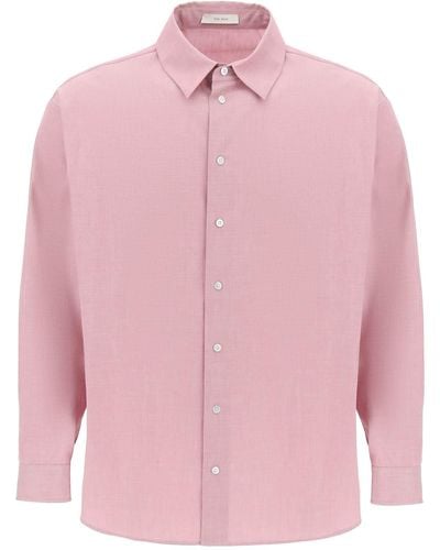 The Row Atticus Poplin Shirt In - Pink