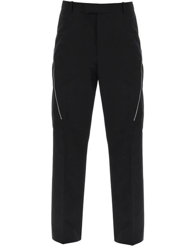 Ferragamo Trousers With Contrasting Inserts - Black