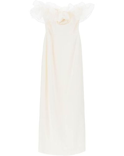 Alessandra Rich Strapless Dress With Organza Details - White